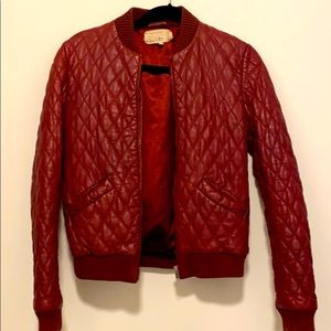 Nicole Miller Quilter Leather Bomber Jacket